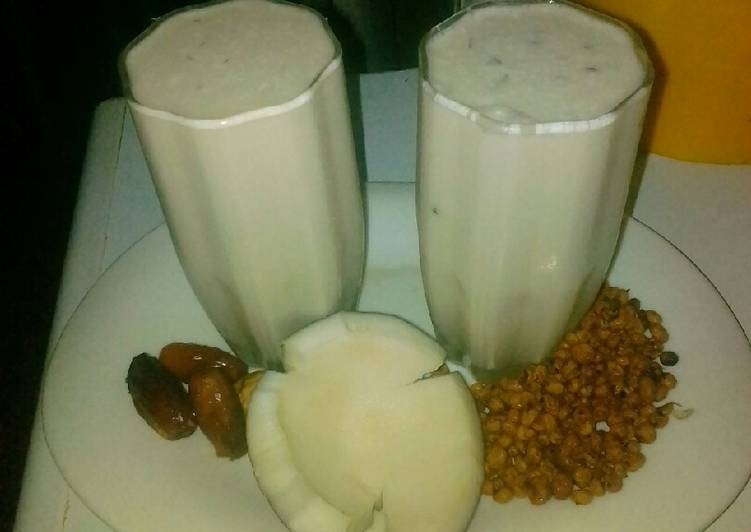 Simple Way to Make Homemade Tiger nuts,coconut and dates drink (kunun Aya) by ful@rny&#34;ss kit