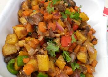 New Recipe Stir fried potatoes with veggies and gizzard Savory Delicious