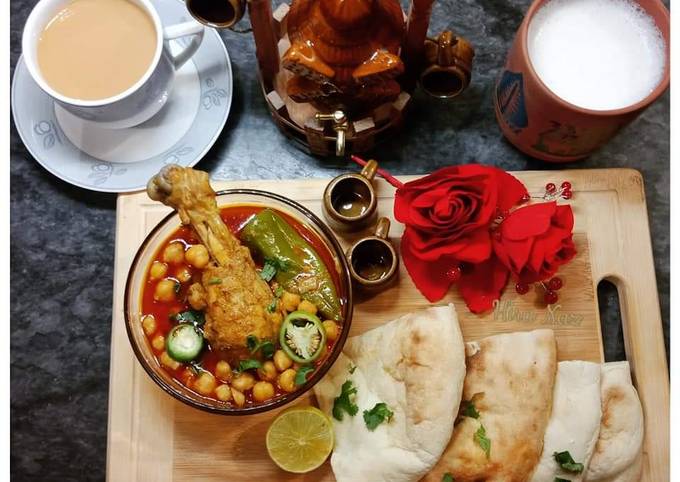 Recipe of Mario Batali Murgh Cholay With Nan, Meethi Lassi and Tea