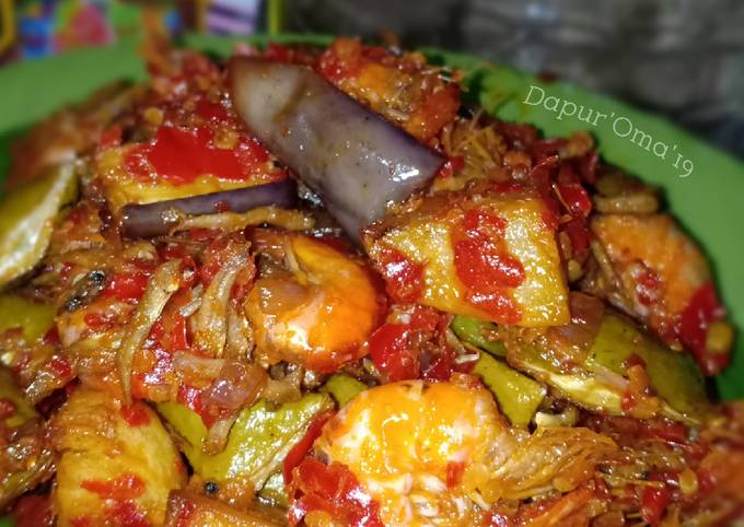 Resep Balado kentang terong udang teri pete oleh 