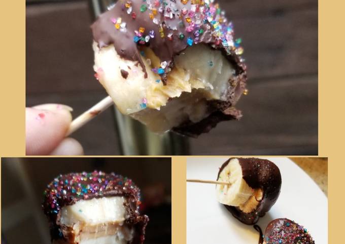 Recipe of Homemade Chocolate Covered Frozen Banana Peanut Butter Sandwiches