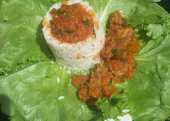 Easiest Way to Prepare Perfect Rice and goat meat stew in lettuce