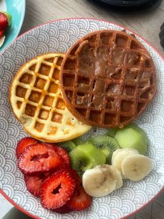 Una foto de Waffles altos en proteínas