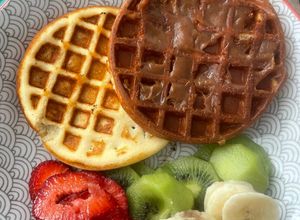 Una foto de Waffles altos en proteínas