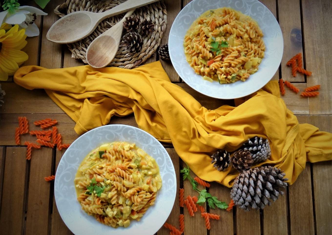 Pasta de lentejas con verduras