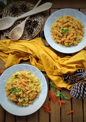 Una foto de Pasta de lentejas con verduras