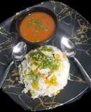 Matar Pulao with Tomato Spicy soup
