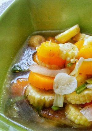 A picture of Baby Corn and Carrot Soup.