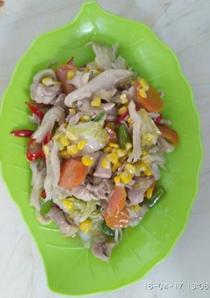 Foto resep Oseng ayam, jamur dan sayuran
