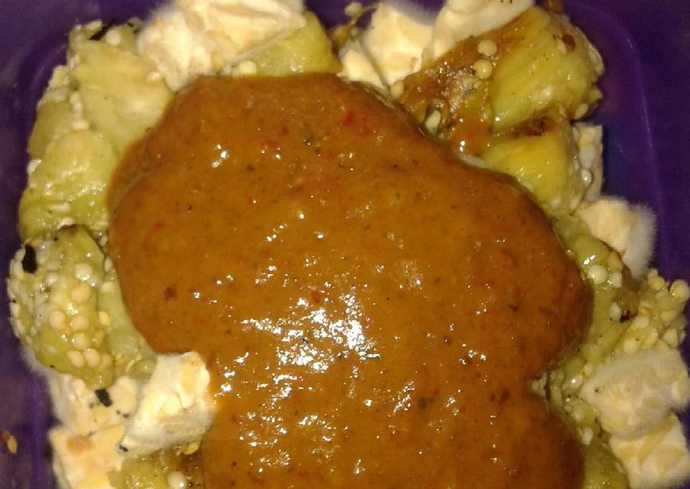 Terong bakar tempe rebus sambal pecel