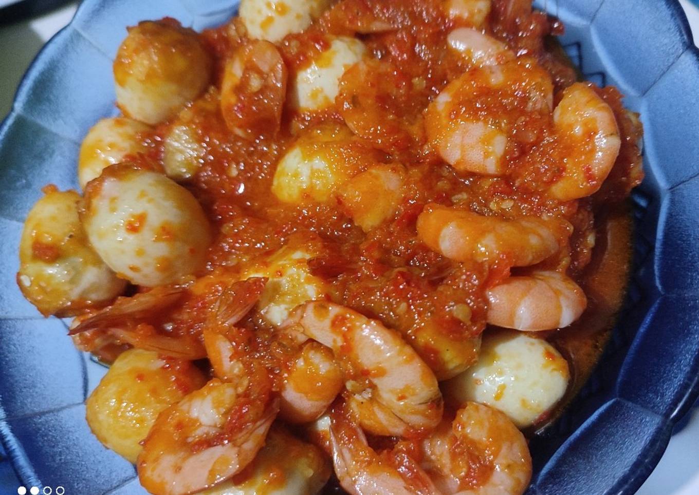 Balado udang telor puyuh