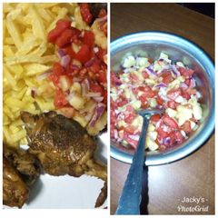 A picture of Banana, Onion and tomato salsa #authormarathon.