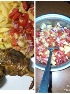 A picture of Banana, Onion and tomato salsa #authormarathon.