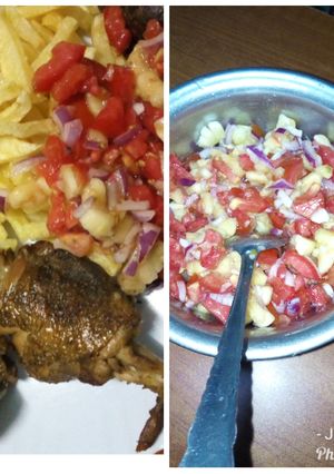 A picture of Banana, Onion and tomato salsa #authormarathon.