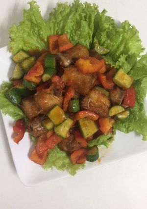 Hình của món Sườn non sốt thái.