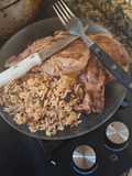 Febras fritas com arroz seco