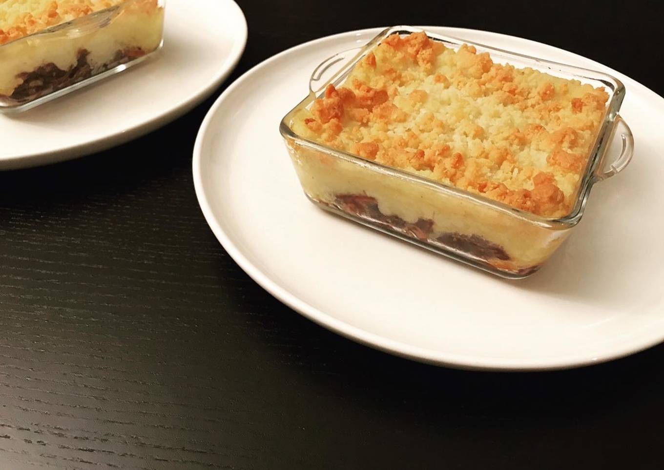 Parmentier de canard au panais et crumble de parmesan