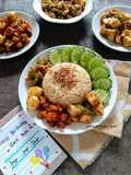 Menu Party : Nasi Uduk + Kentang Telur Balado + Tahu Cabe Garam + Ayam Paprika Saus Tiram