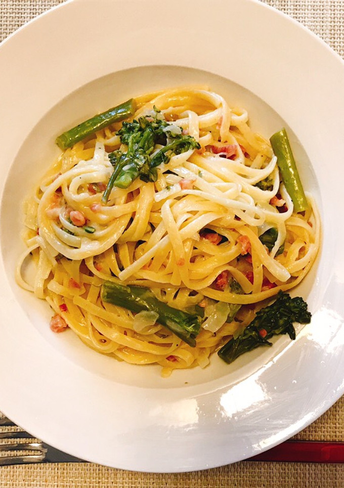 Una foto de Creamy pasta con bimi