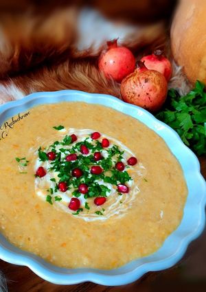 عکسی از دستور سوپ کدو حلوایی با شیر و بلغور
