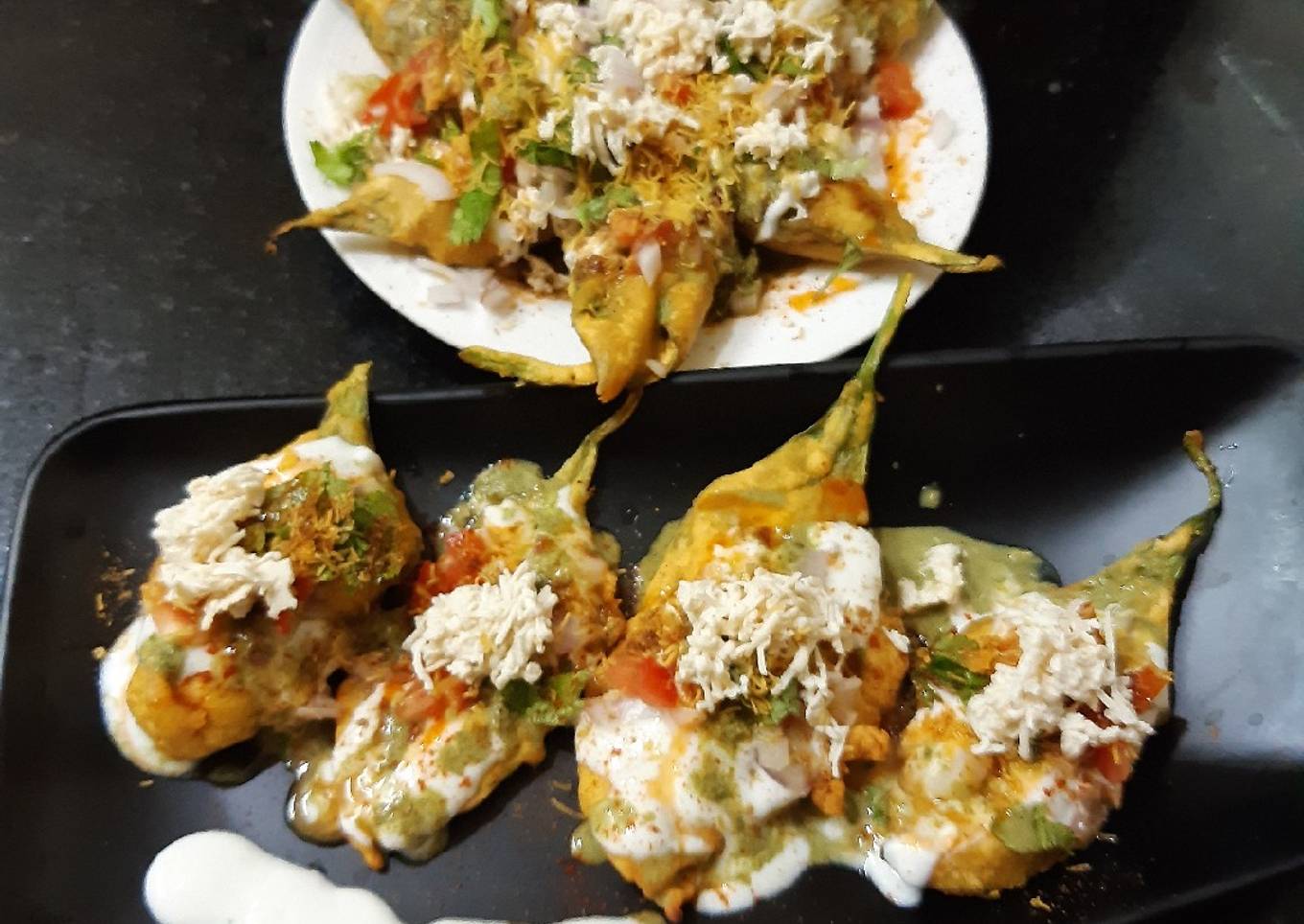 Palak fritters chaat