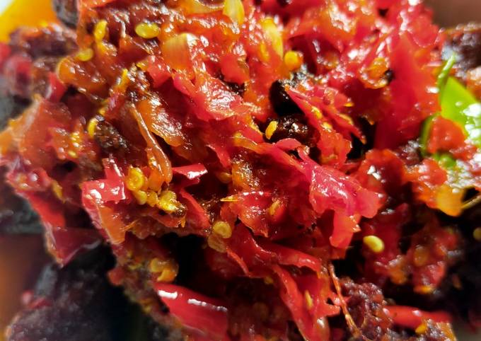 Dendeng balado khas Minangkabau