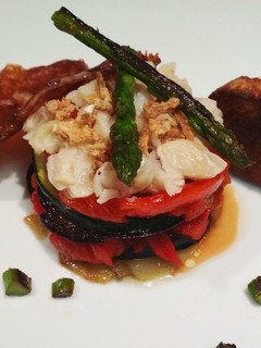 Una foto de Timbal de verduras con bacalao
