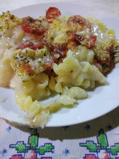 Una foto de Fideos con salsa blanca al horno