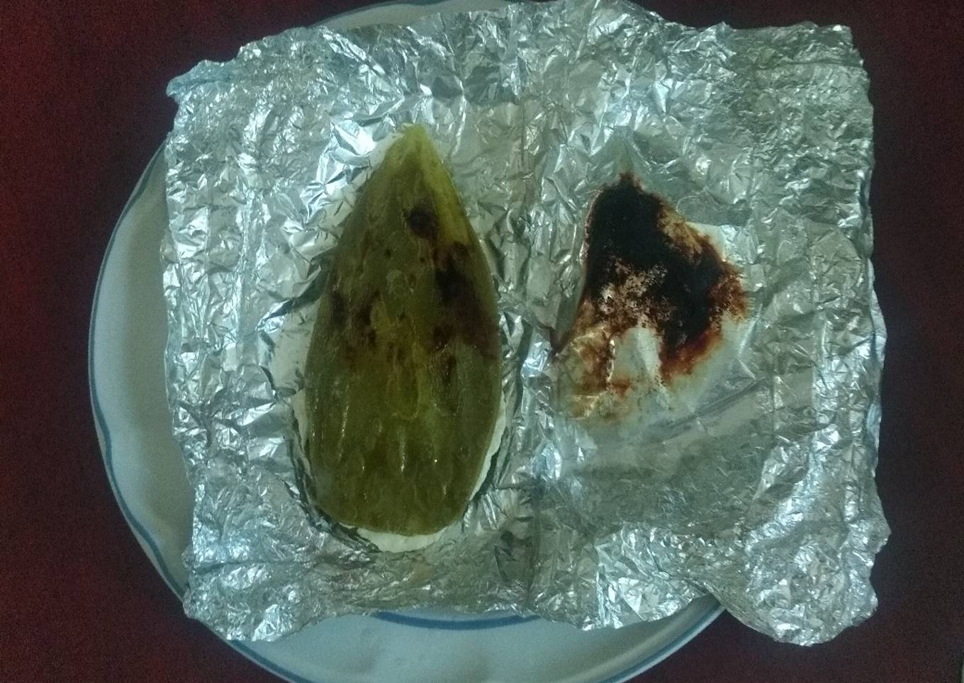 Nopales asados en papel aluminio