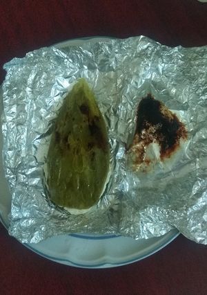 Una foto de Nopales asados en papel aluminio