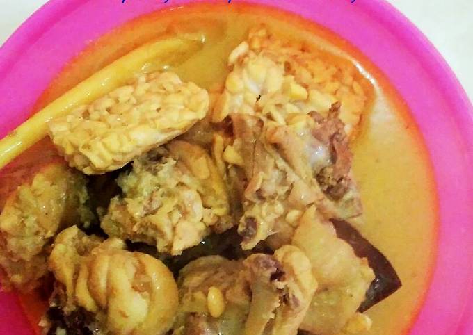 Opor ayam tempe bumbu kuning