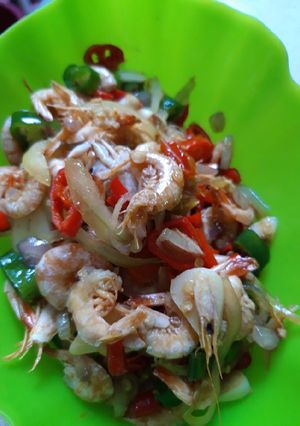 Foto resep Udang asin tumis bawang