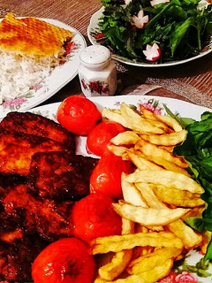 عکسی از دستور کباب سیخی تابه ای با سس انار