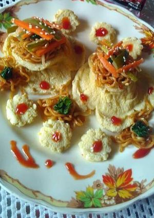 Foto resep BibimMyun Canape(Mie sayur Telur Korea) alla Vey