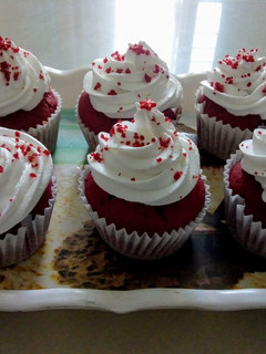 A picture of Red velvet cup cake.