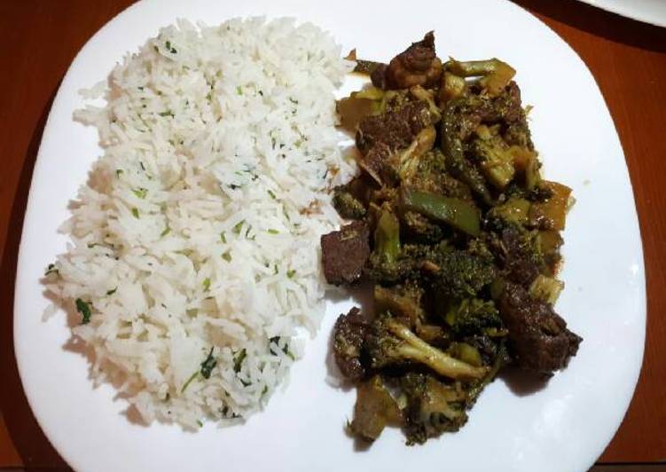 Steps to Prepare Ultimate Meat with broccoli served with white rice