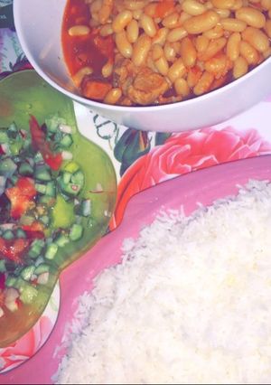 صورة لوصفة فاصوليا بيضآء مع رز ابيض