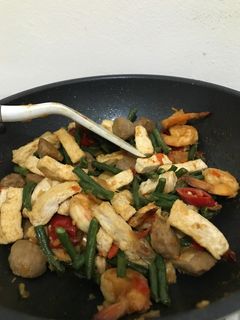 Foto resep Tumis kacang panjang + udang & bakso