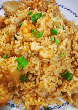 A picture of Konkni Style Prawns Pulao.