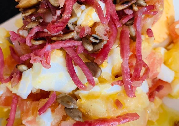 Ensalada templada de patata🥔🥚🍖