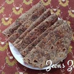 Ragi and Wheat Chapatis with Leafy Greens A picture of Ragi and Wheat Chapatis with Leafy Greens.