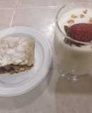 Strudel de manzana acompañado de yogurt