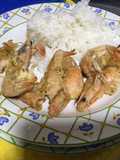Camarones al Mojo de Ajo con Arroz al Vapor