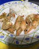 Camarones al Mojo de Ajo con Arroz al Vapor