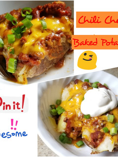 A picture of Chili Cheese Baked Potatoes.
