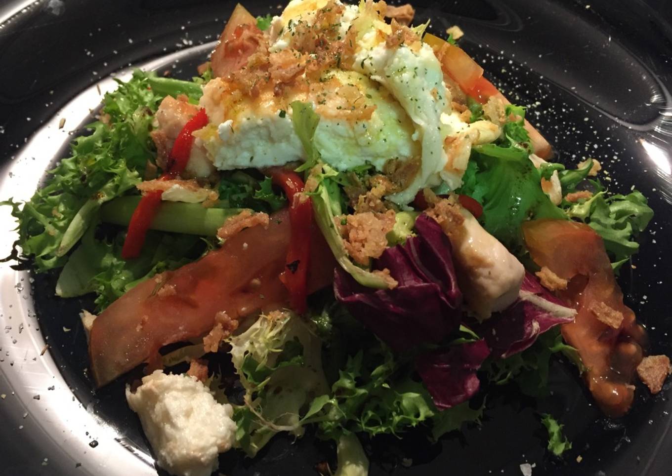 Ensalada templada de queso de cabra