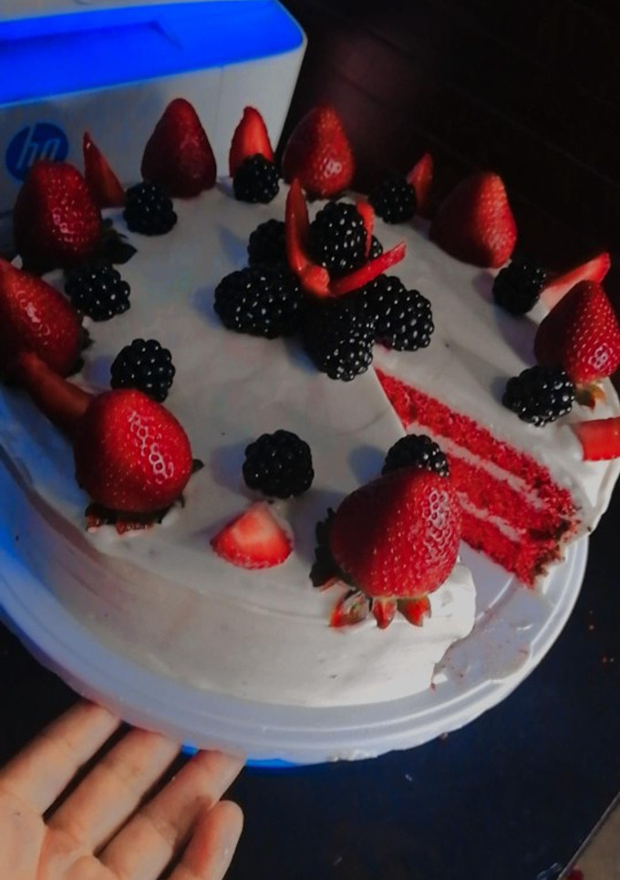Una foto de Red velvet cake