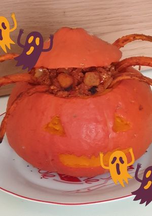 Une photo de Courge/carottes/patate douce au four et son hachée à la tomate