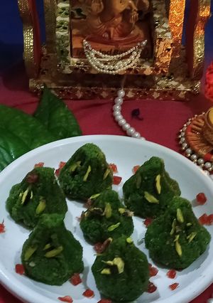 A picture of Pan gulkand Modak without khoya or condensed milk.