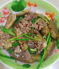 cà tím xào thịt bằm